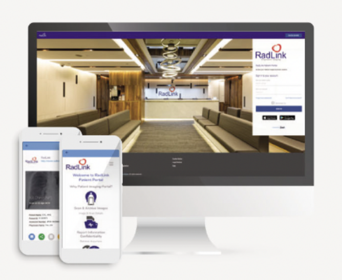 radlink website on desktop and phones